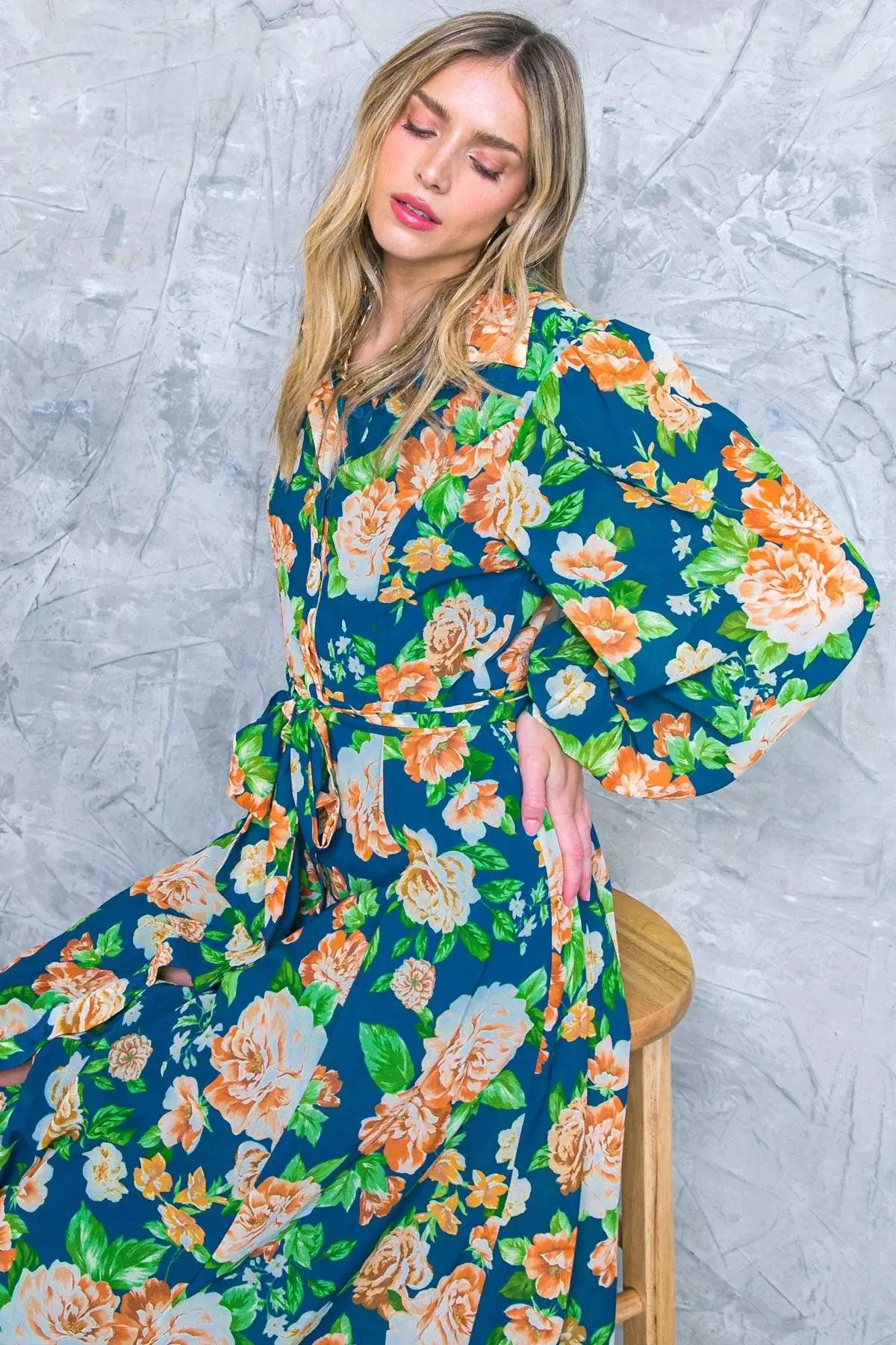 BUBBLY BLISS WOVEN MIDI SHIRT DRESS - Flying Tomato - Flyclothing LLC