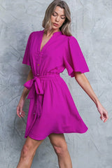 SPEAK NOW WOVEN MINI DRESS - Flying Tomato - Flyclothing LLC