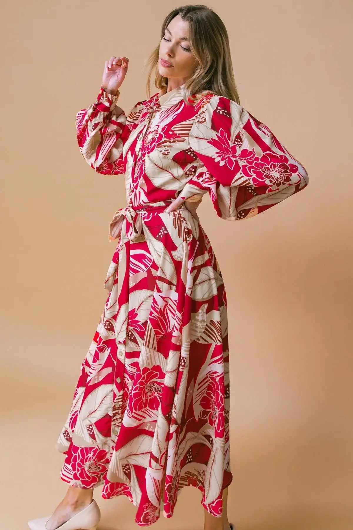 HEART OF WOVEN MIDI DRESS - Flying Tomato - Flyclothing LLC