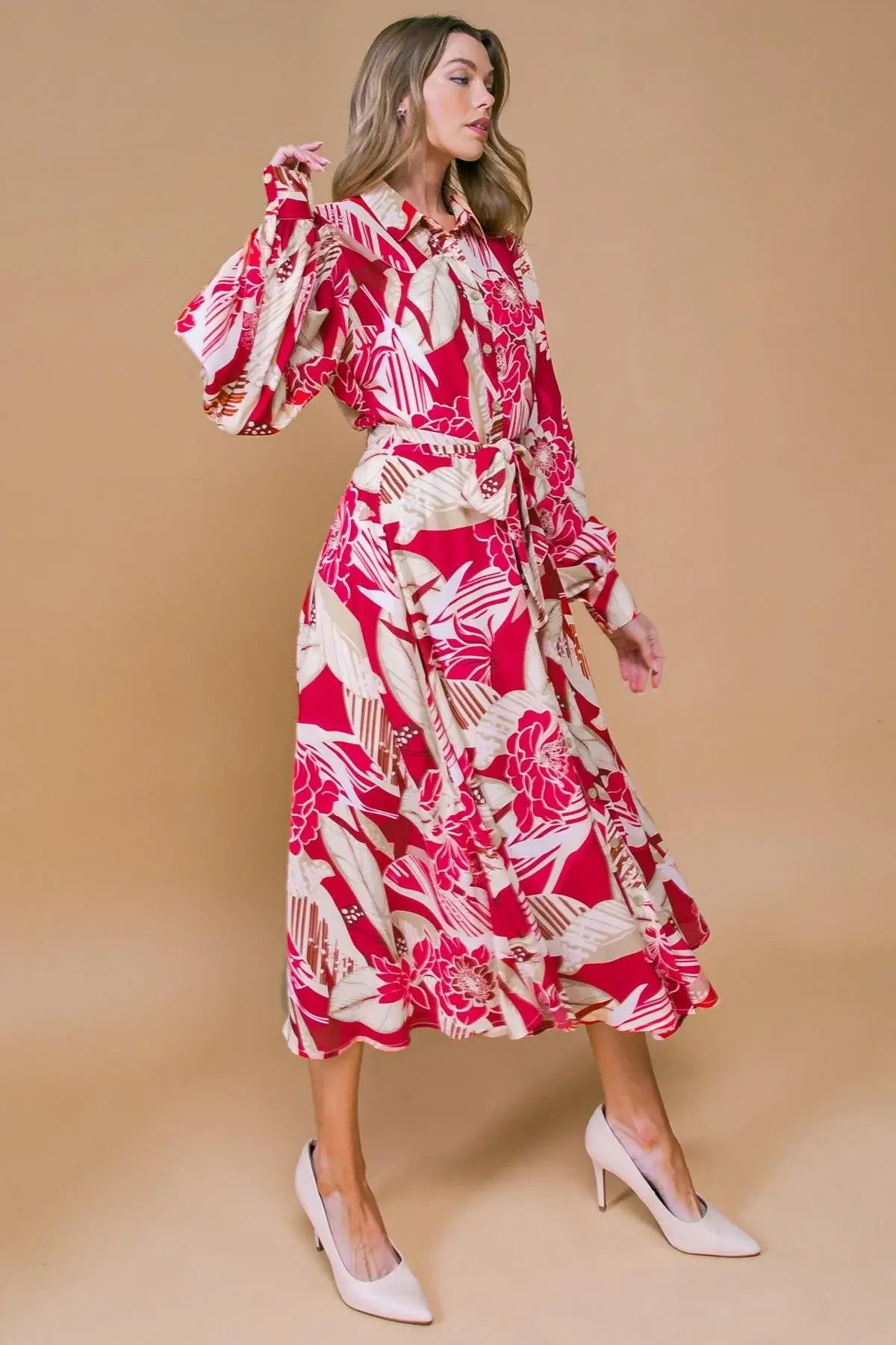 HEART OF WOVEN MIDI DRESS - Flying Tomato - Flyclothing LLC
