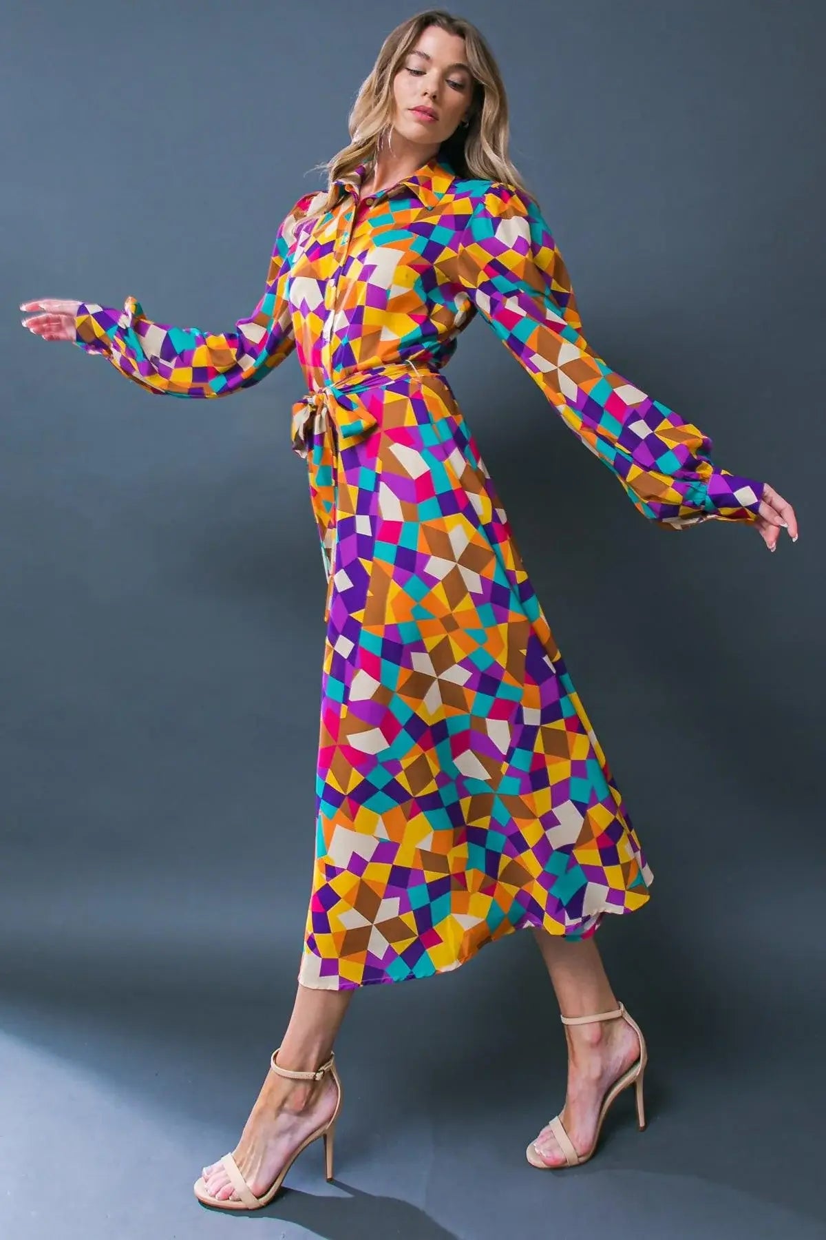 CHANGE IN THE AIR WOVEN MIDI DRESS - Flying Tomato - Flyclothing LLC