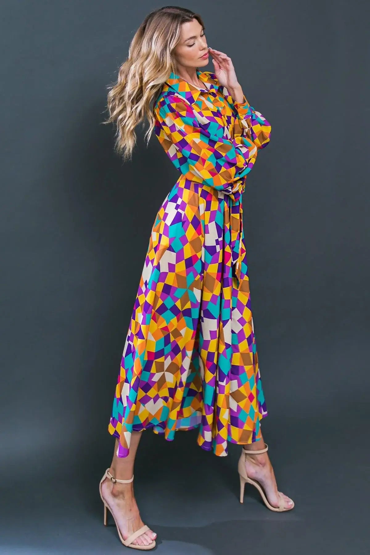 CHANGE IN THE AIR WOVEN MIDI DRESS - Flying Tomato - Flyclothing LLC
