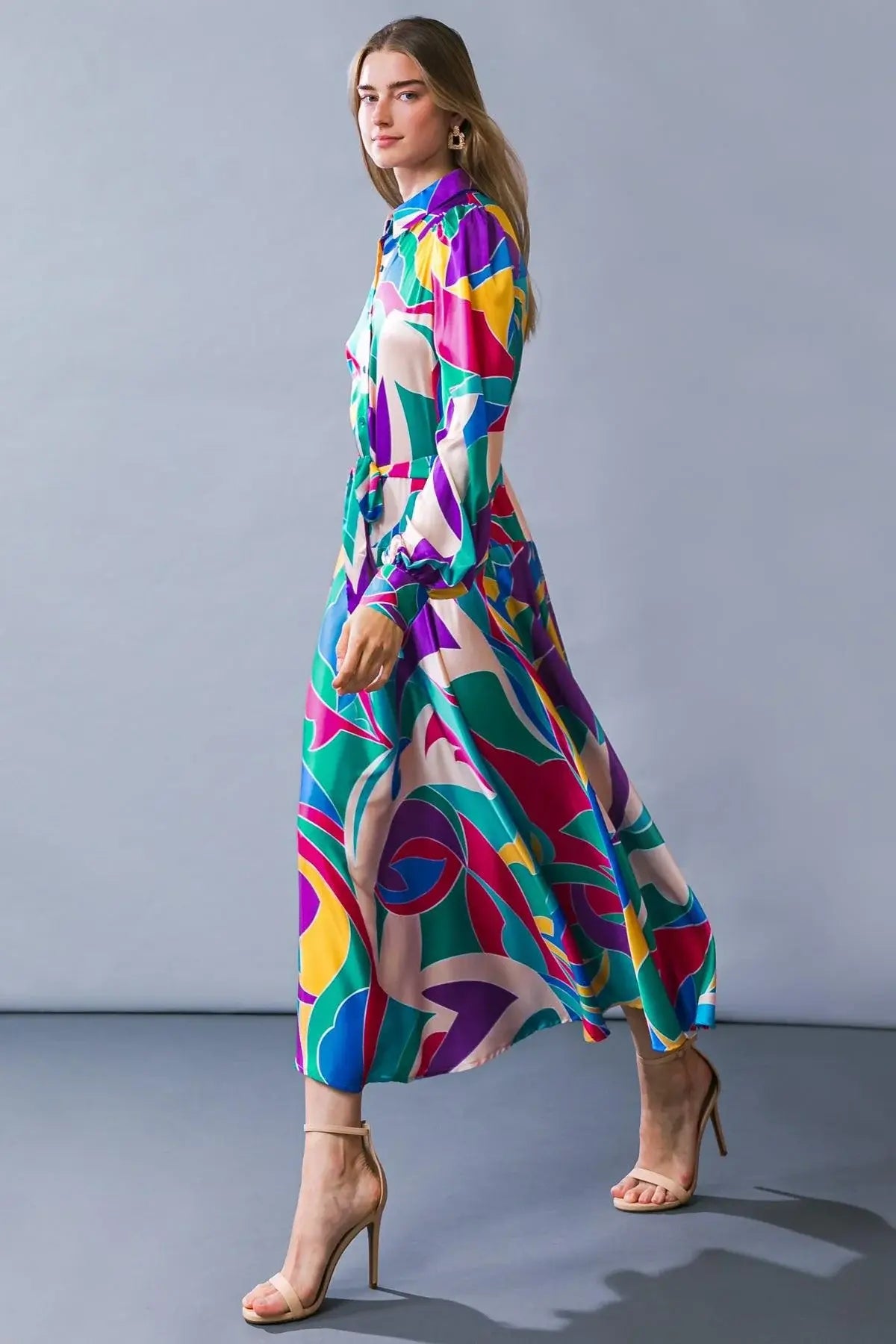 FOCUSED ON PRIORITIES WOVEN MIDI DRESS - Flying Tomato - Flyclothing LLC
