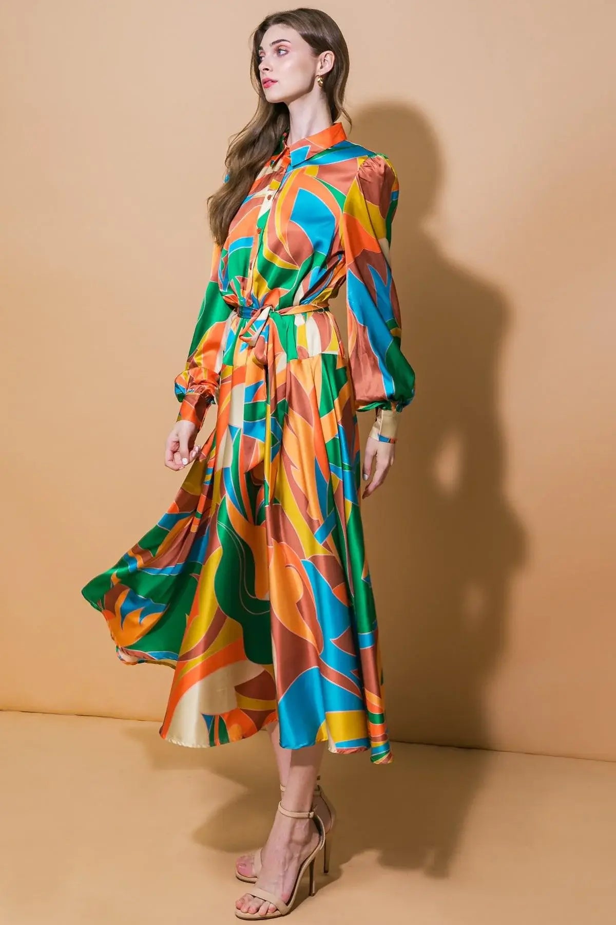 FOCUSED ON PRIORITIES WOVEN MIDI DRESS - Flying Tomato - Flyclothing LLC