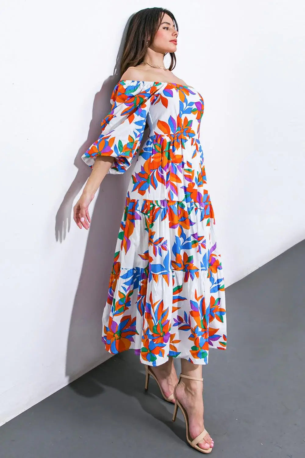 FEELING OPTIMISTIC WOVEN MIDI DRESS - Flying Tomato - Flyclothing LLC