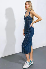 A GREATER LOVE DENIM MIDI DRESS - Flying Tomato - Flyclothing LLC