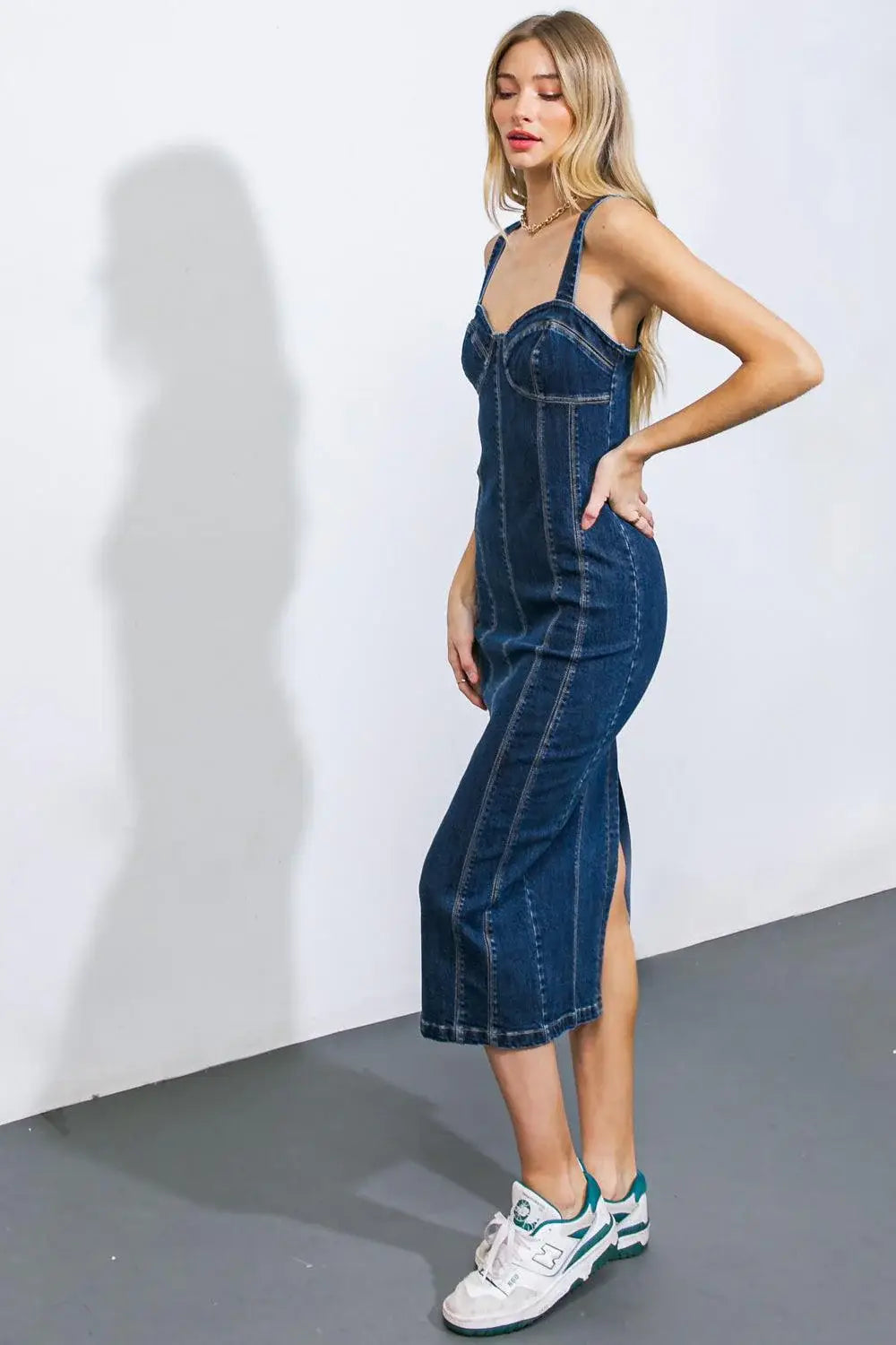 A GREATER LOVE DENIM MIDI DRESS - Flying Tomato - Flyclothing LLC