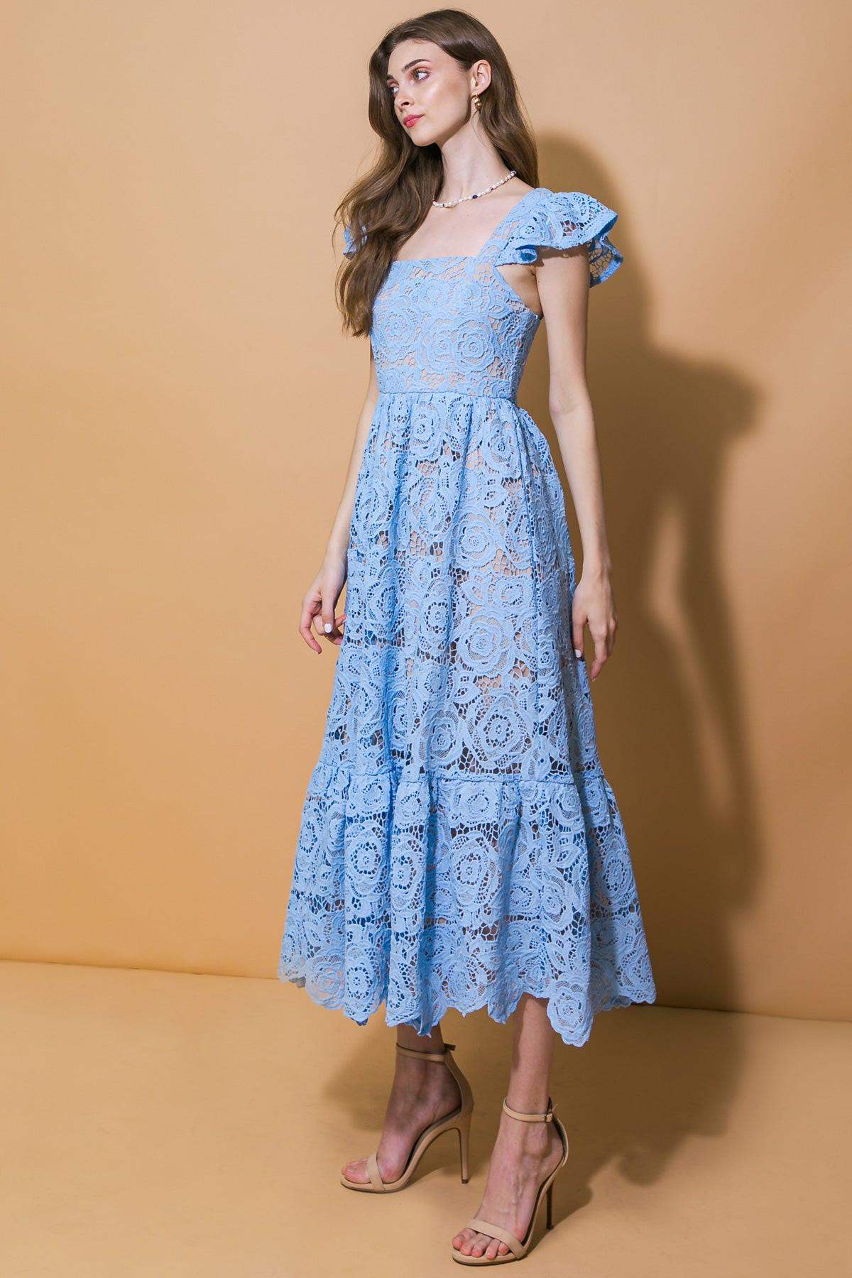 STILL THINKING LACE MIDI DRESS - Flying Tomato - Flyclothing LLC