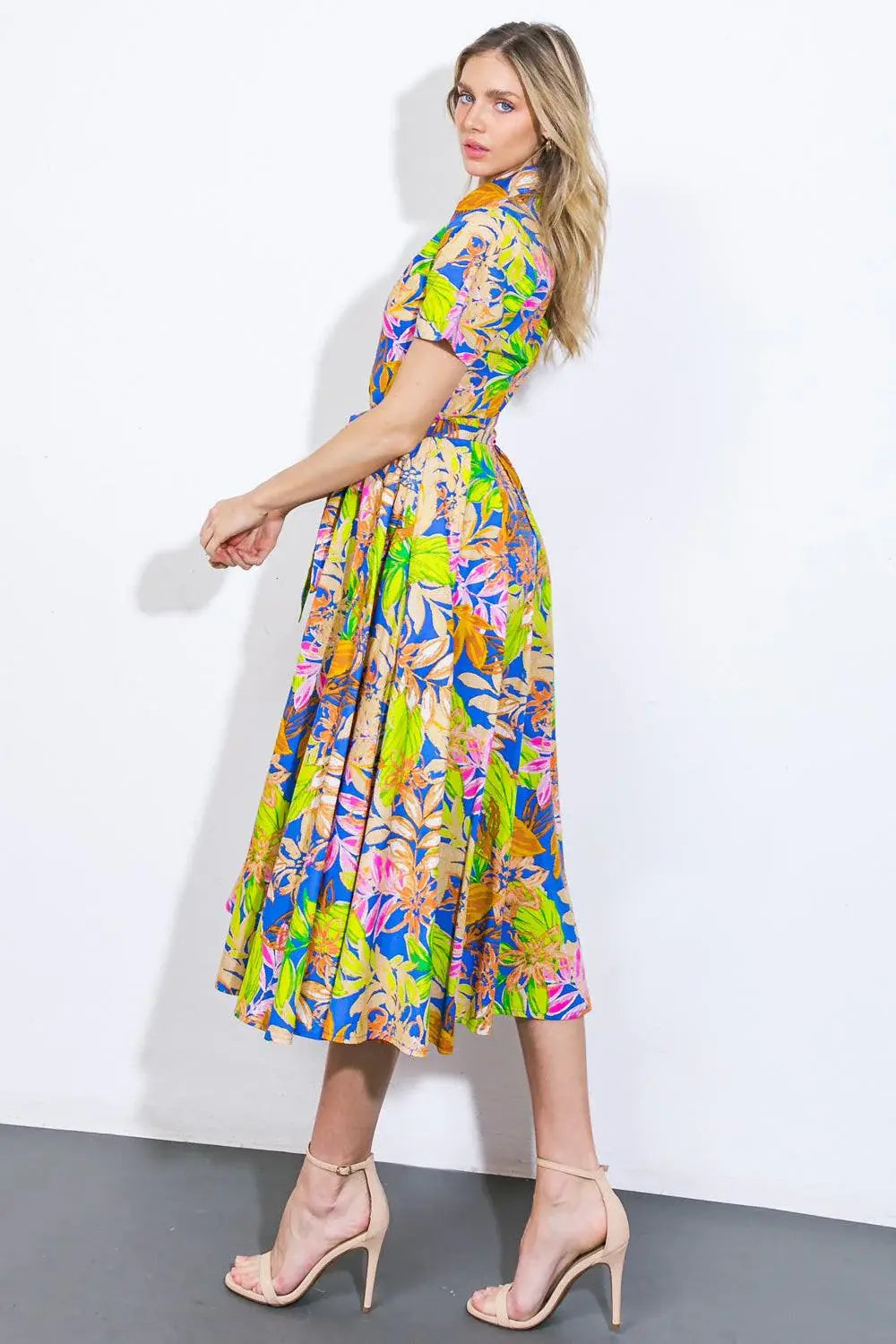 KEEP BLOOMING WOVEN MIDI DRESS - Flying Tomato - Flyclothing LLC