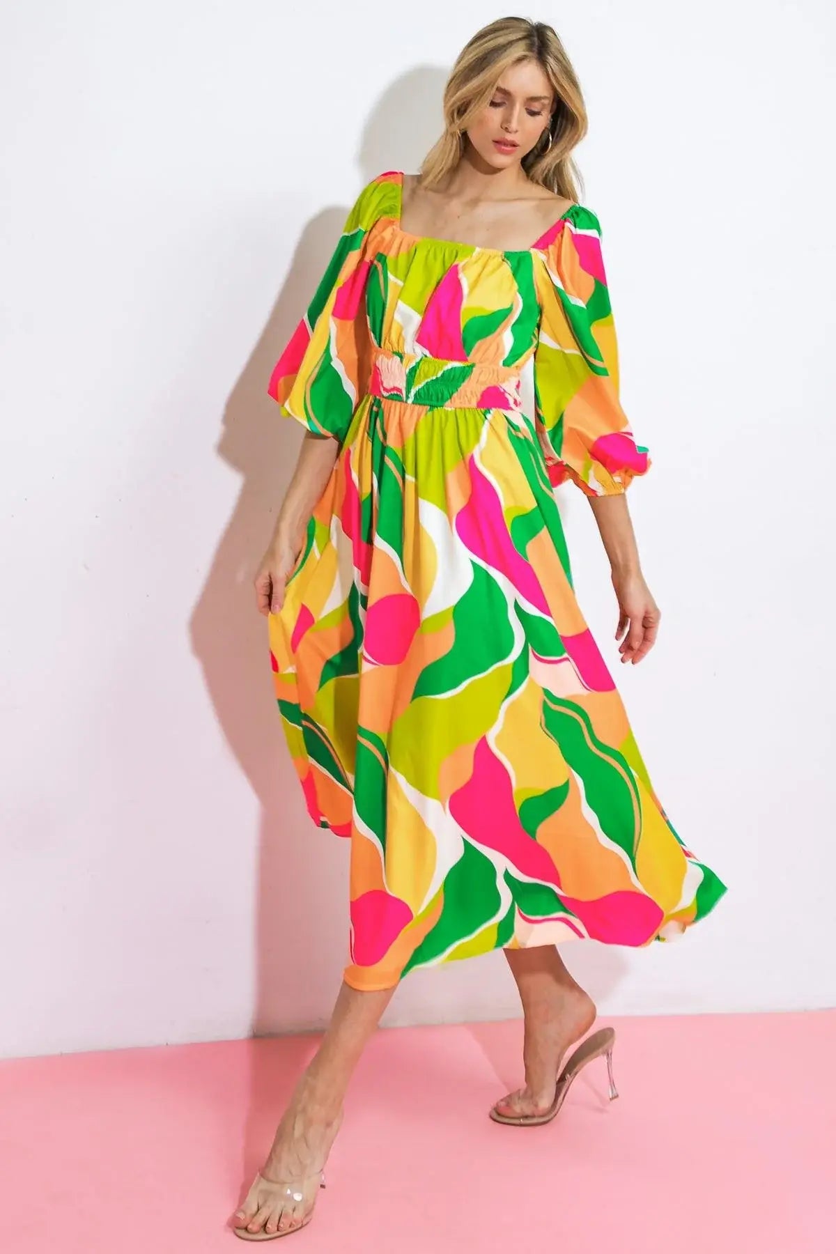 A SECOND THOUGHT WOVEN MIDI DRESS - Flying Tomato - Flyclothing LLC