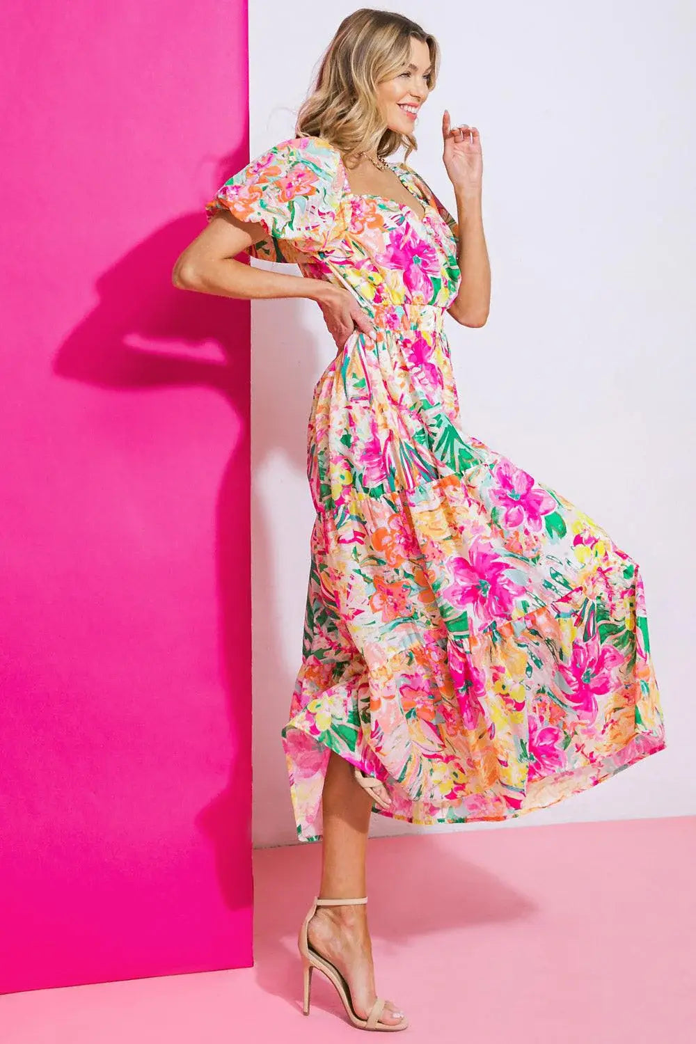 IT STARTS NOW WOVEN MIDI DRESS - Flying Tomato - Flyclothing LLC