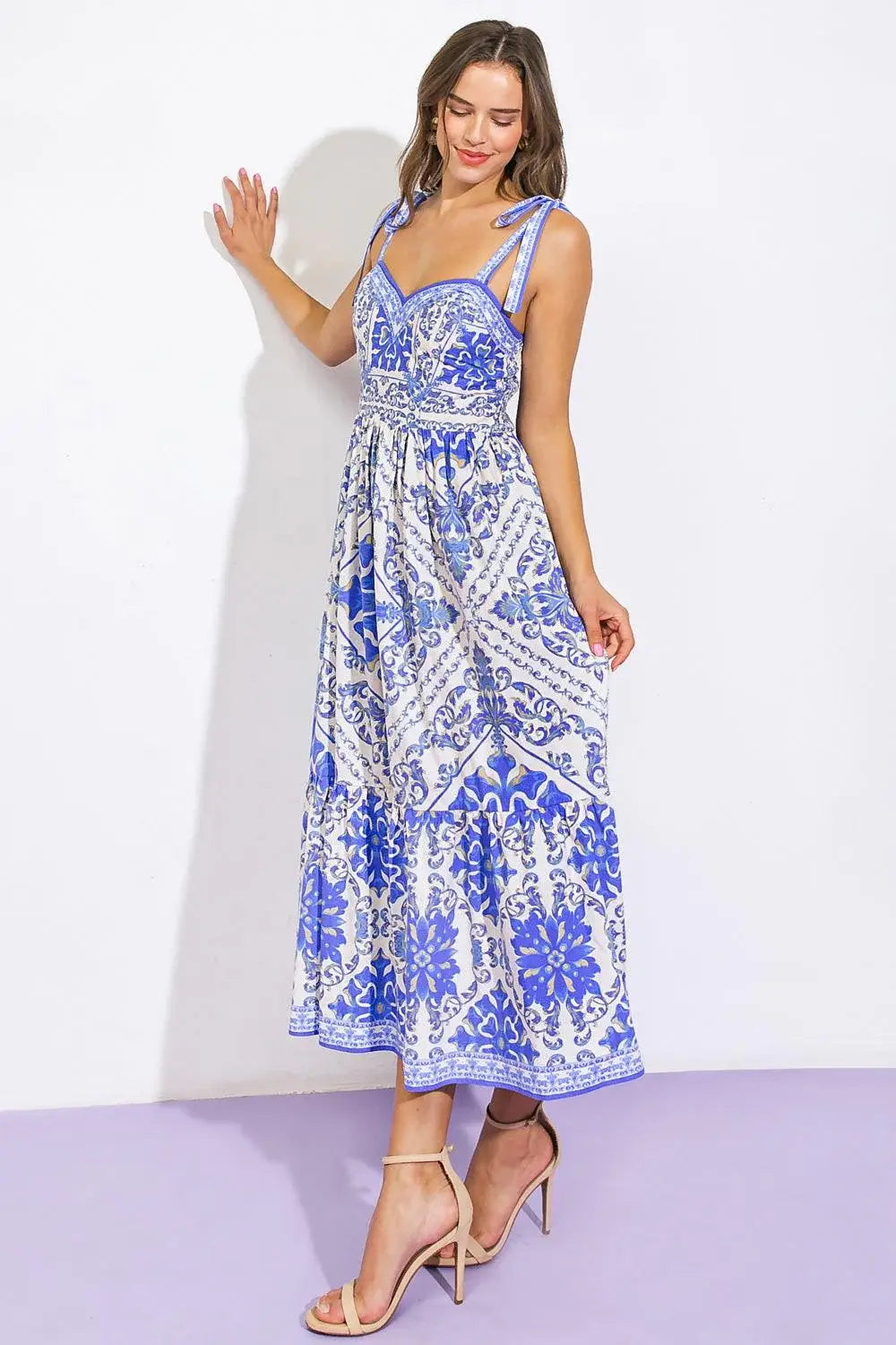 FINDING MY PEACE WOVEN MIDI DRESS - Flying Tomato - Flyclothing LLC
