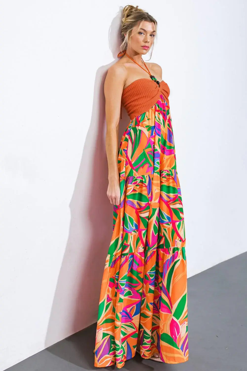 INTO THE THICK OF IT COMBINATION MIDI DRESS - Flying Tomato - Flyclothing LLC