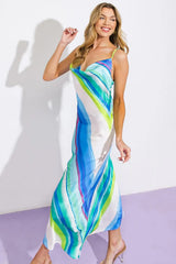 SENSE OF SERENITY WOVEN SATIN MIDI DRESS - Flying Tomato - Flyclothing LLC