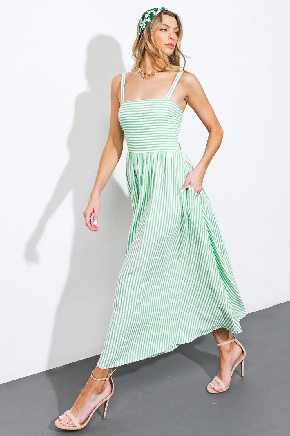 ATTRACTING LOOKS WOVEN MIDI DRESS - Flying Tomato - Flyclothing LLC