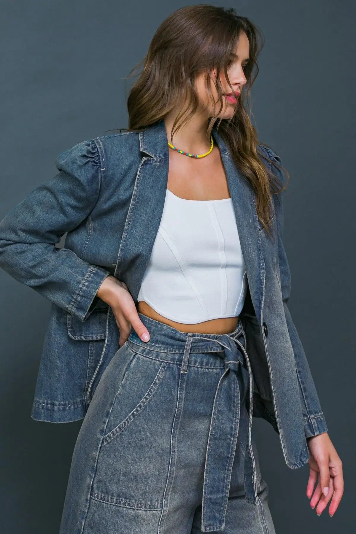 GIVE IT YOUR ALL DENIM BLAZER - Flying Tomato - Flyclothing LLC