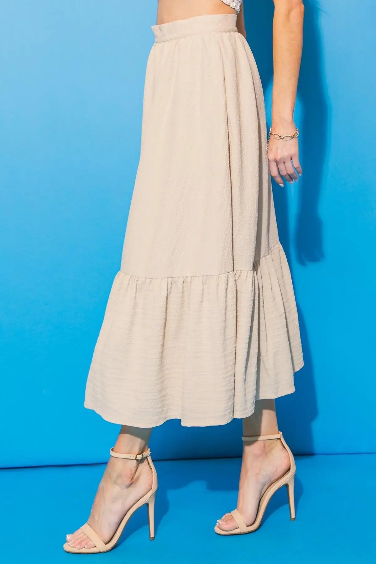 LOVELY MOOD WOVEN MIDI SKIRT - Flying Tomato - Flyclothing LLC