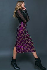 BE HAPPY FRIEND SEQUIN MIDI SKIRT - Flying Tomato - Flyclothing LLC