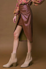 CHOOSE US LEATHER MIDI SKIRT - Flying Tomato - Flyclothing LLC
