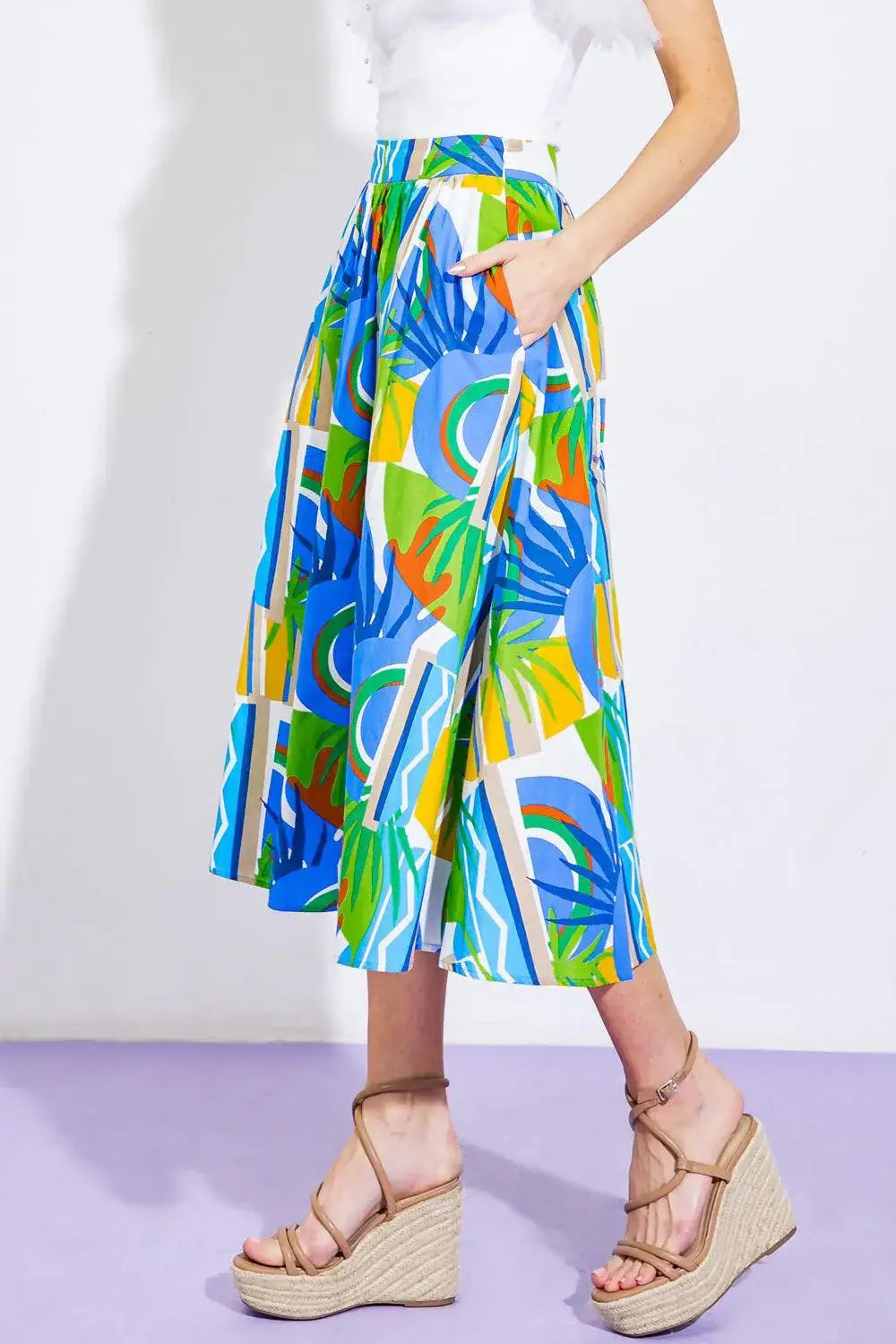 ARE WE THERE YET WOVEN MIDI SKIRT - Flying Tomato - Flyclothing LLC