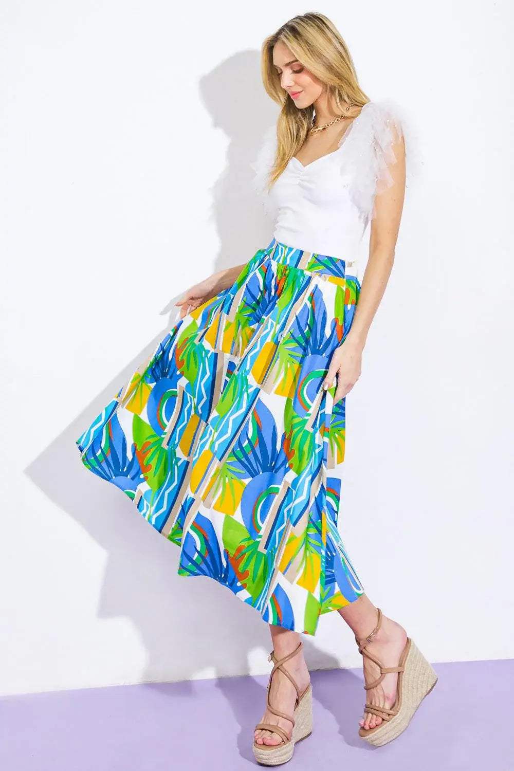 ARE WE THERE YET WOVEN MIDI SKIRT - Flying Tomato - Flyclothing LLC