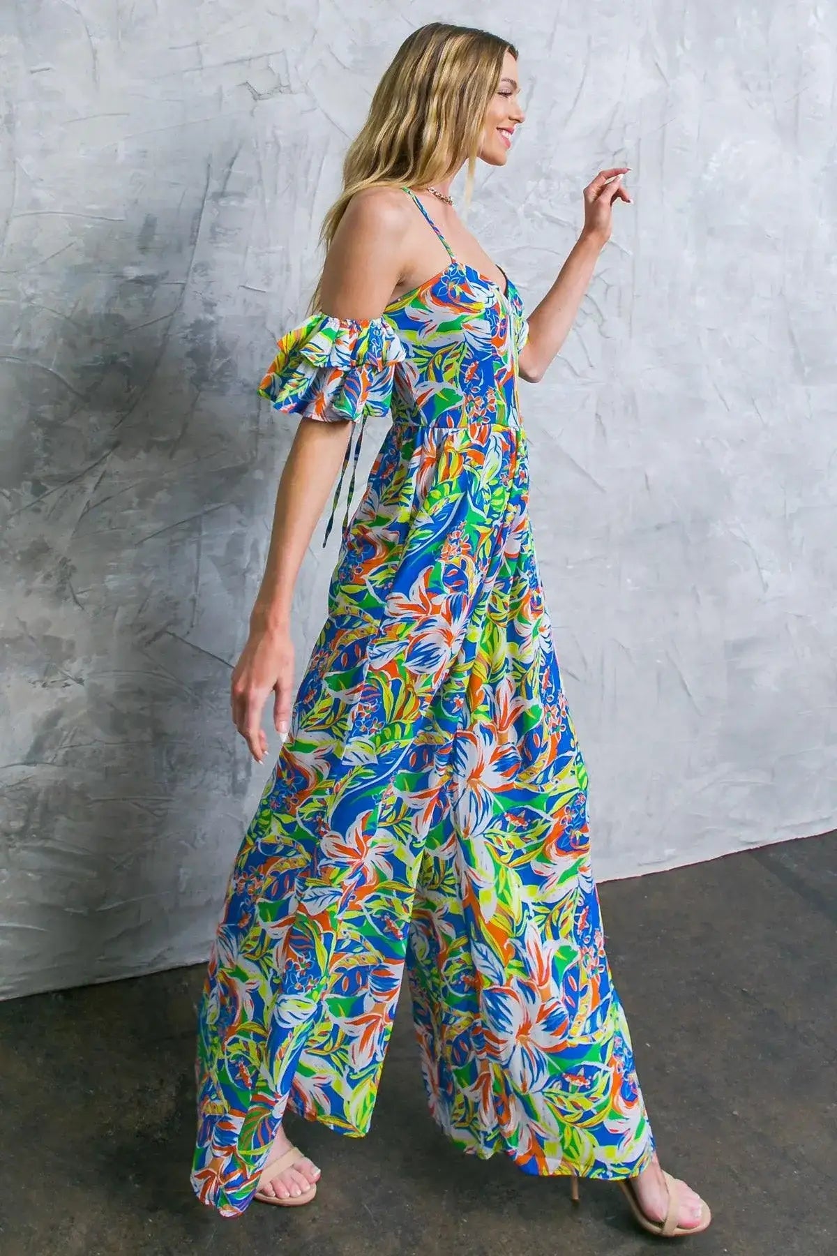 UNSEEN BEAUTY FLORAL WOVEN JUMPSUIT - Flying Tomato - Flyclothing LLC