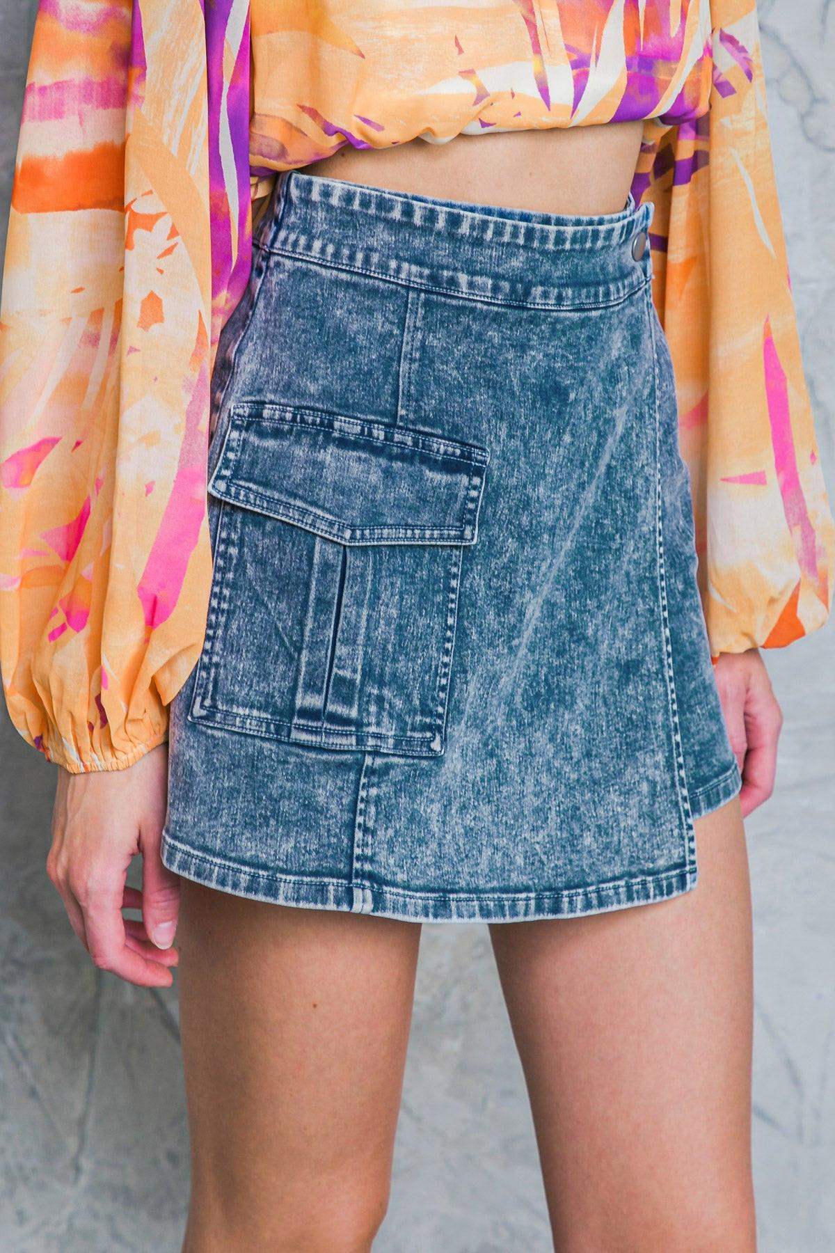 MOMENT MAKER ACID WASH SKORT - Flying Tomato - Flyclothing LLC