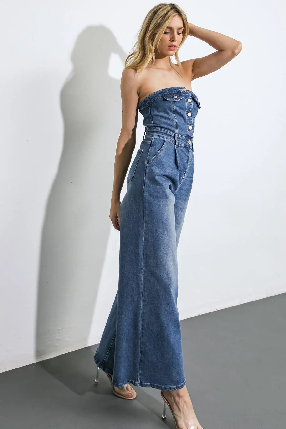 SKY FULL OF STARS DENIM JUMPSUIT - Flying Tomato - Flyclothing LLC