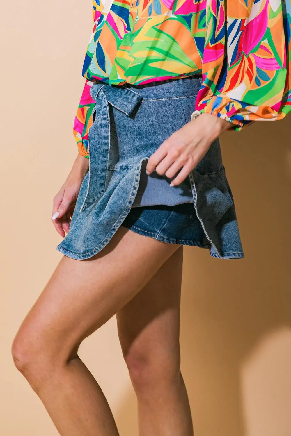 NOTHING TO FEAR DENIM SKORT - Flying Tomato - Flyclothing LLC