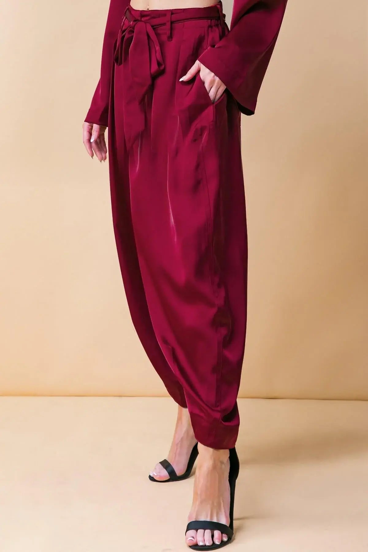 POWERFUL CHARM WOVEN SATIN PANTS - Flying Tomato - Flyclothing LLC