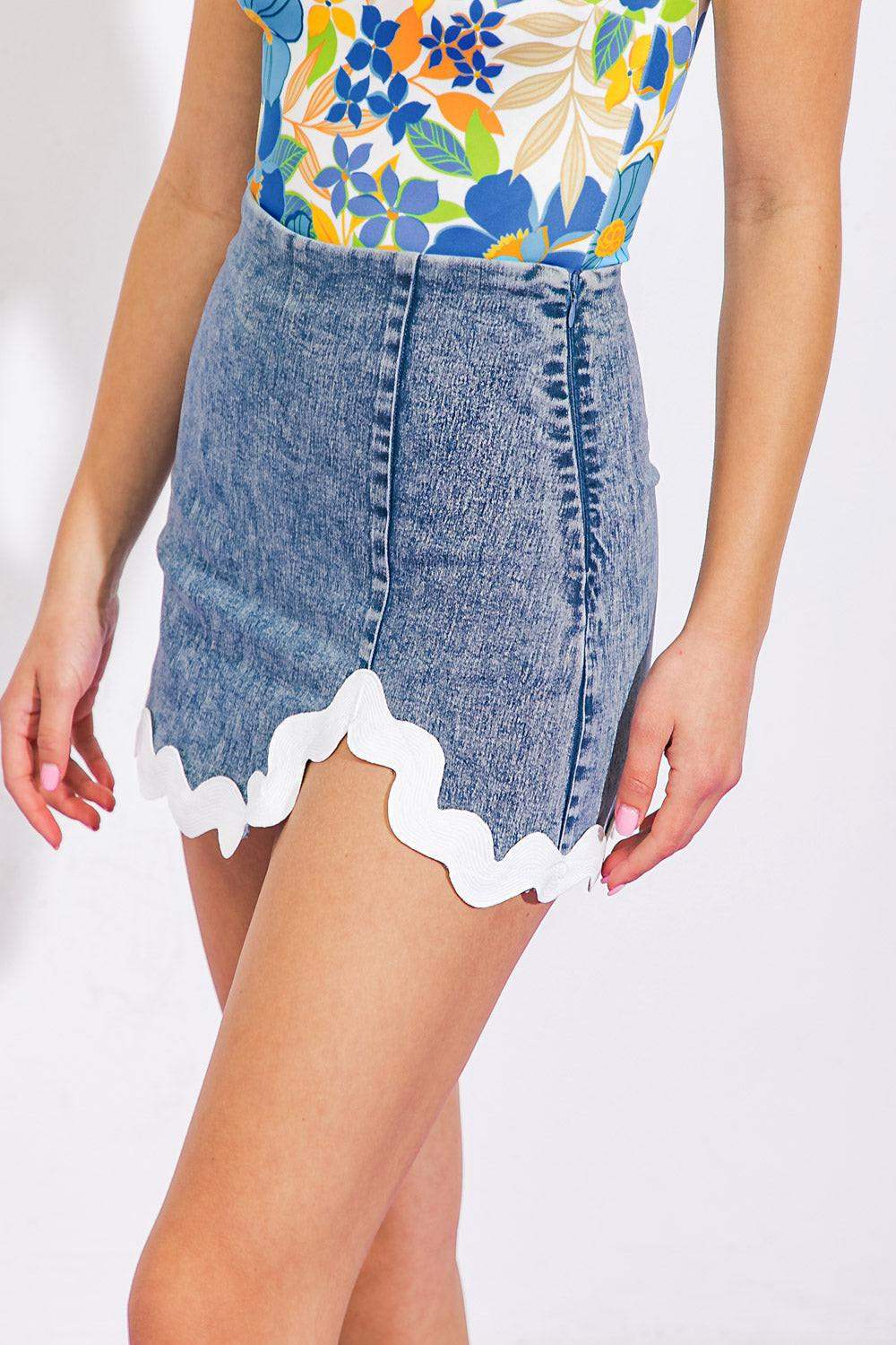 WYNWOOD WALLS DENIM SKORT - Flying Tomato - Flyclothing LLC