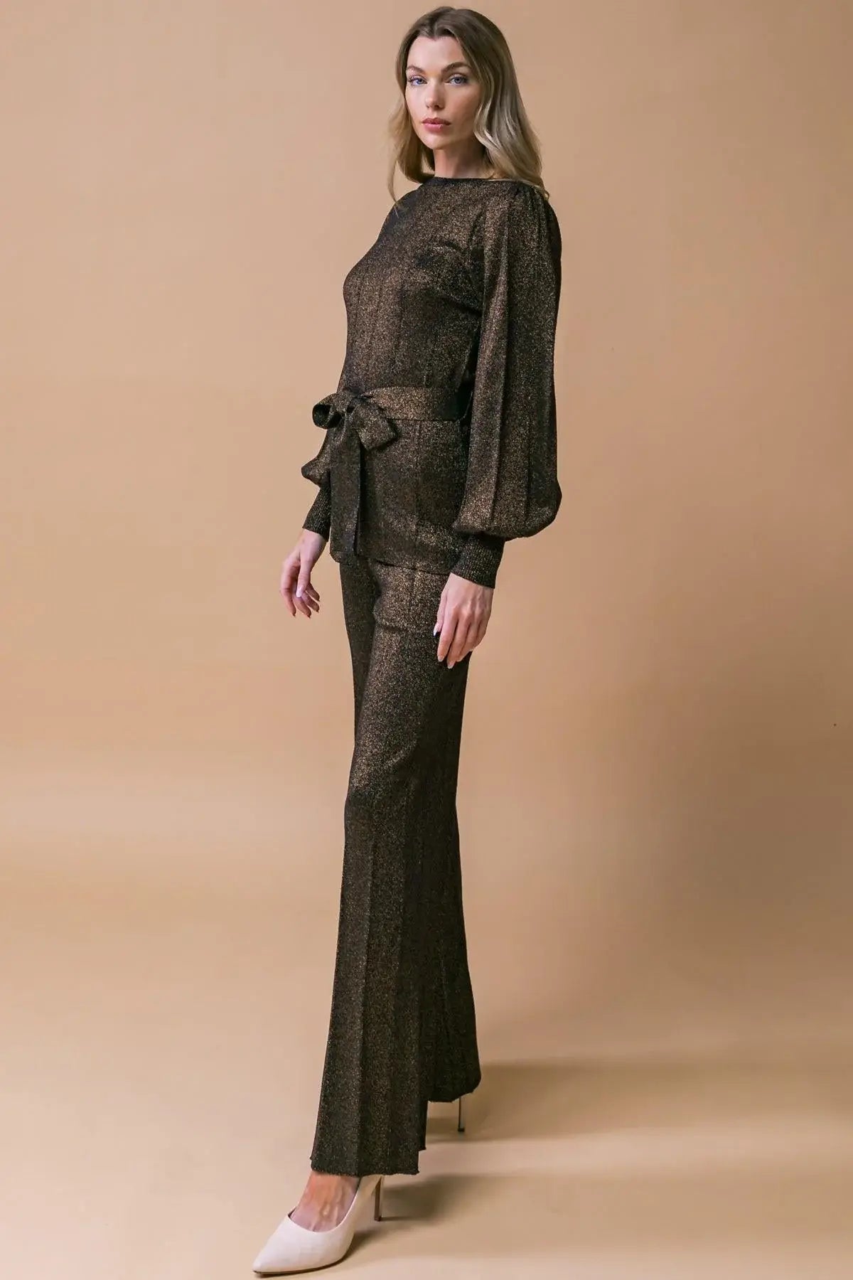 STUNNING STANCE METALLIC SWEATER TUNIN AND PANT SET - Flying Tomato - Flyclothing LLC
