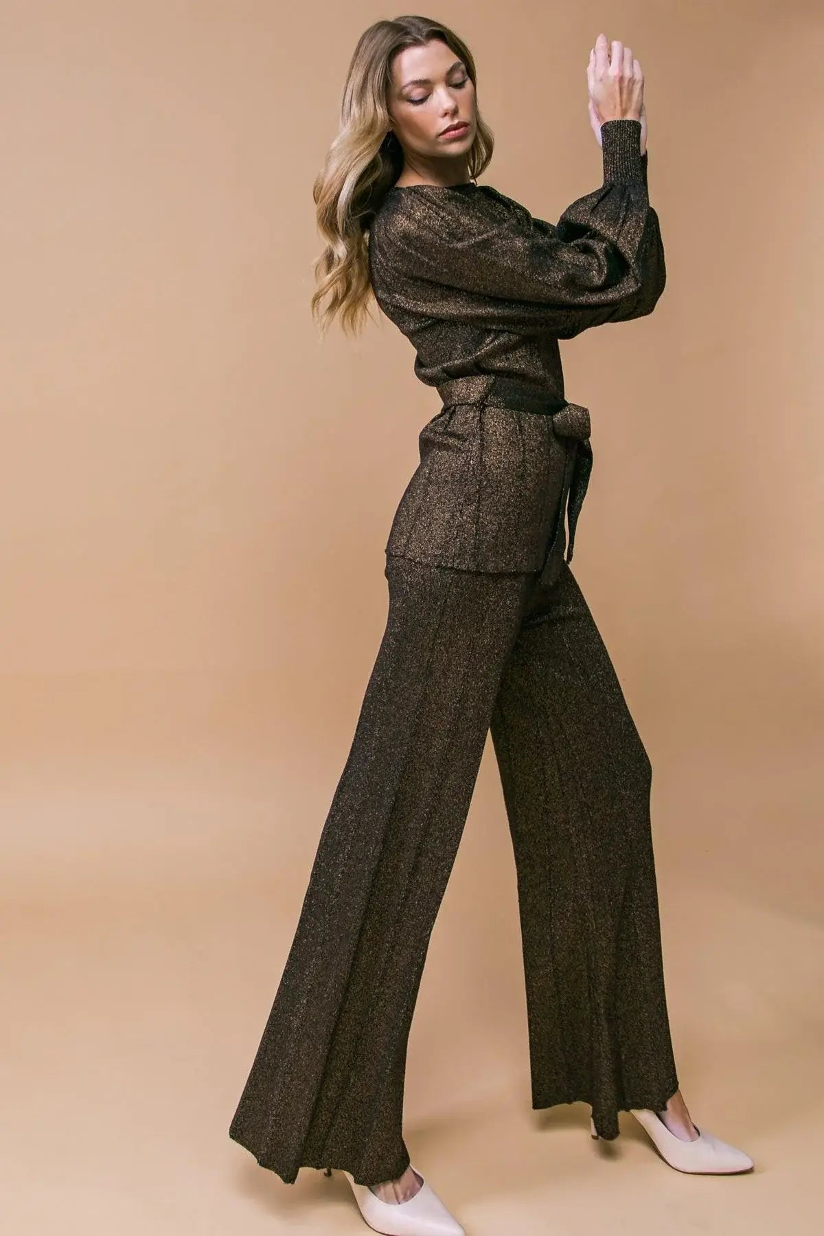STUNNING STANCE METALLIC SWEATER TUNIN AND PANT SET - Flying Tomato - Flyclothing LLC