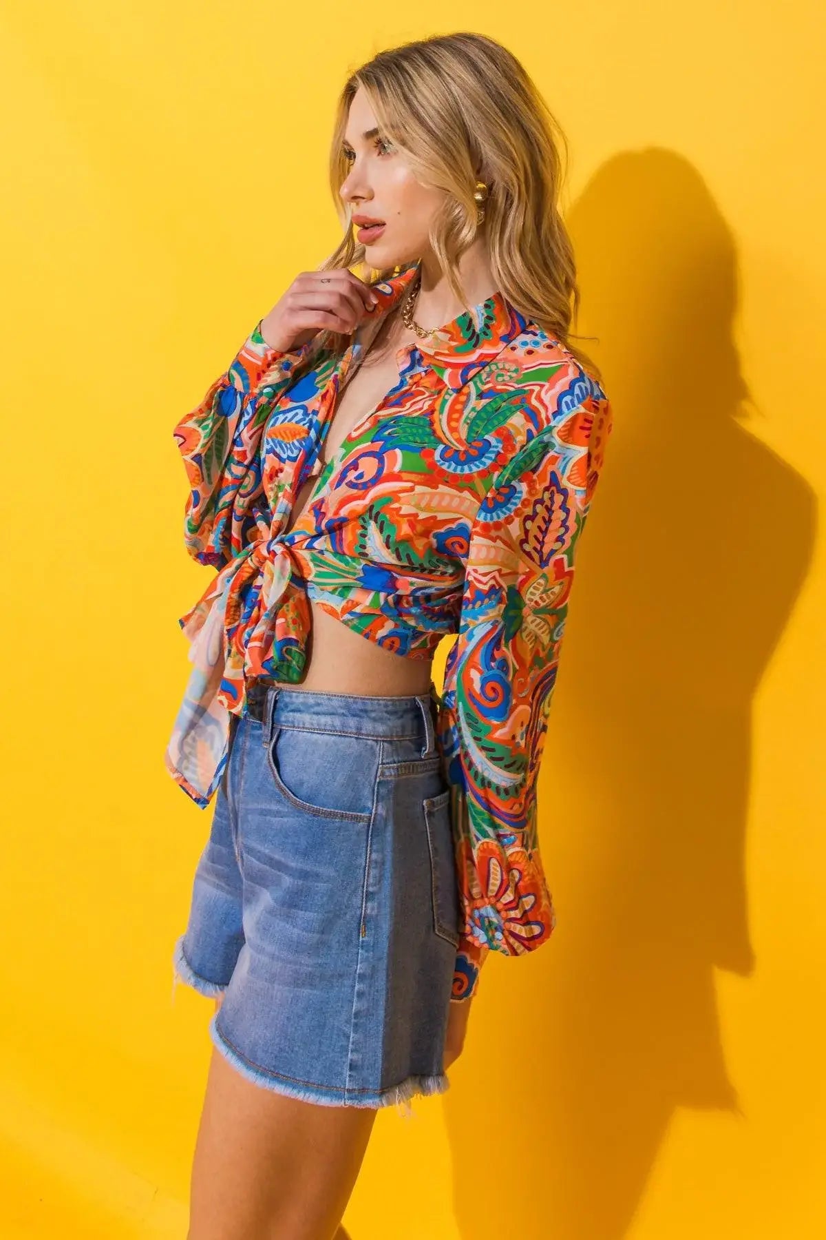MY HAPPY PLACE WOVEN TOP - Flying Tomato - Flyclothing LLC