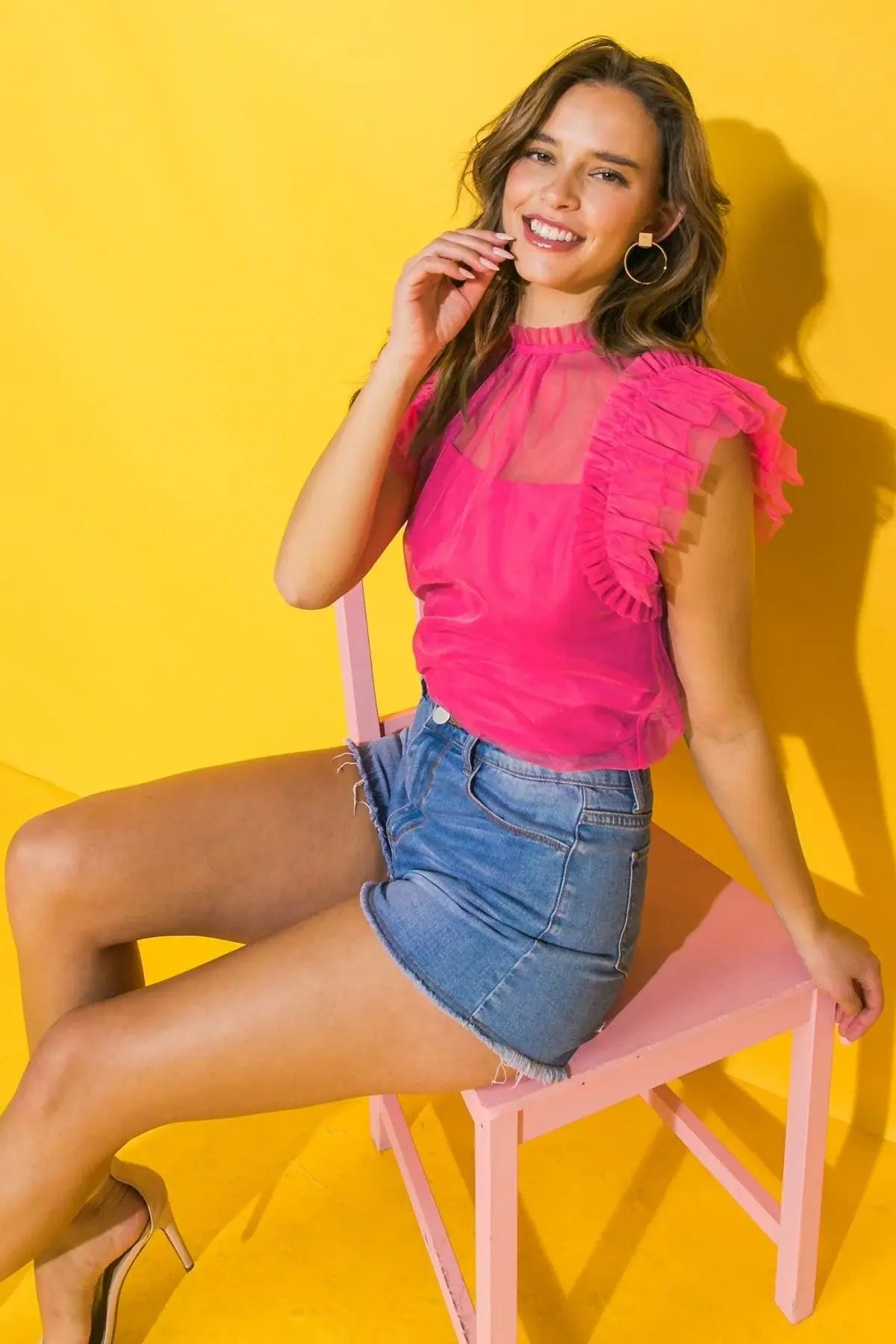 YOU'RE ON MY MIND TULLE TOP - Flying Tomato - Flyclothing LLC