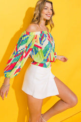 FROSTED UPON WOVEN TOP - Flying Tomato - Flyclothing LLC