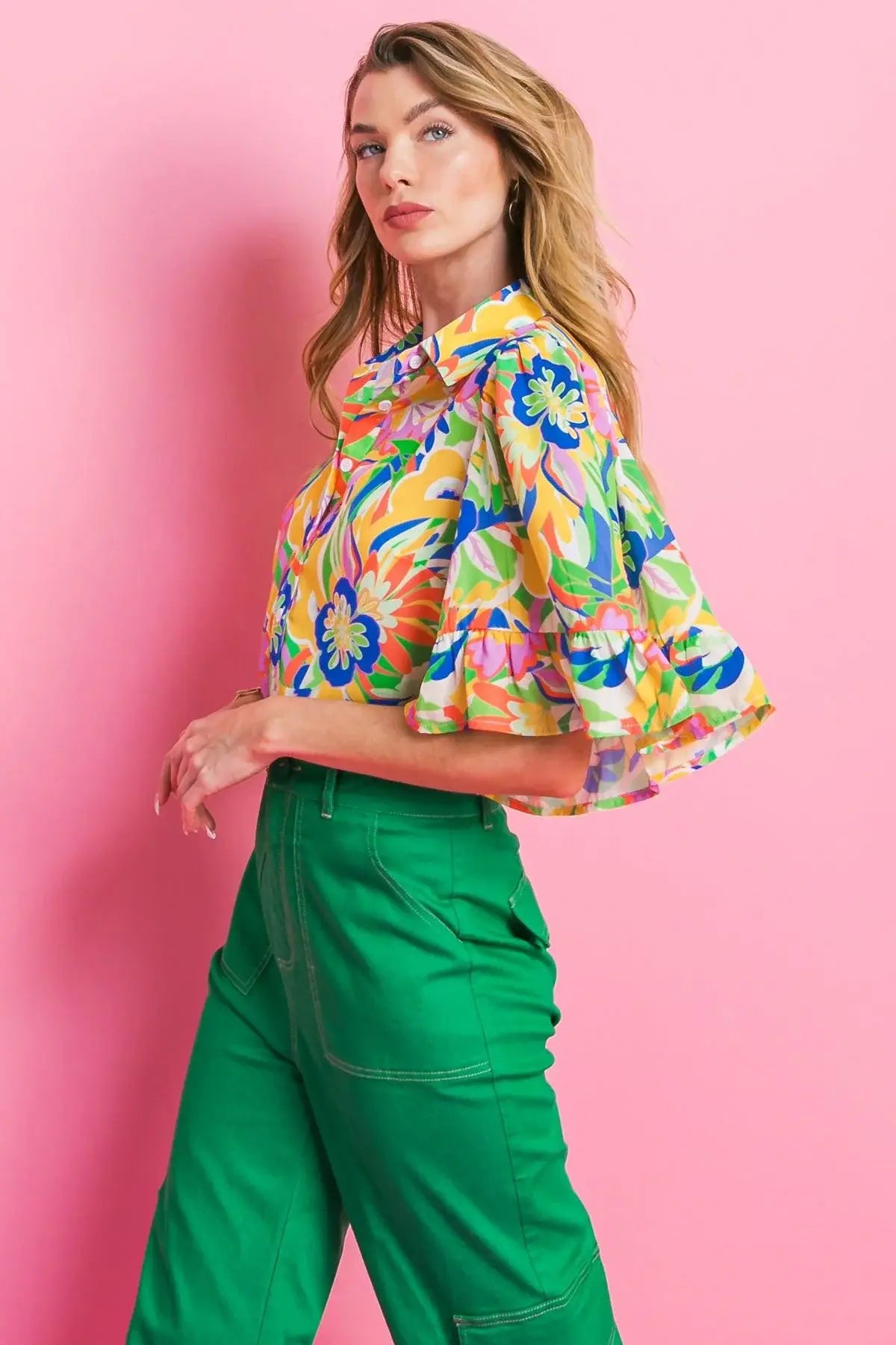 READY TO GET AWAY WOVEN TOP - Flying Tomato - Flyclothing LLC