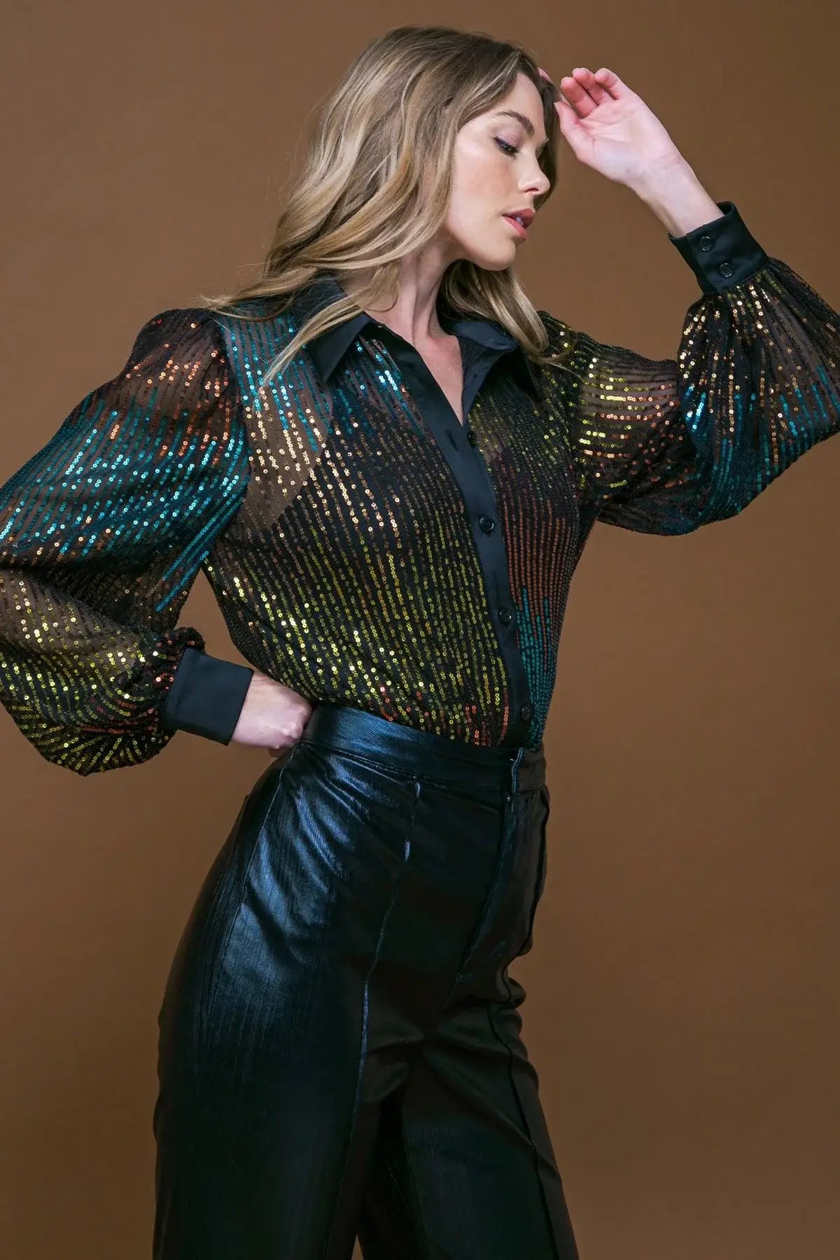 CAUSE A COMMOTION SEQUIN BLOUSE - Flying Tomato - Flyclothing LLC