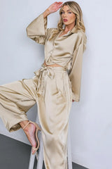 POWERFUL CHARM WOVEN SATIN TOP - Flying Tomato - Flyclothing LLC