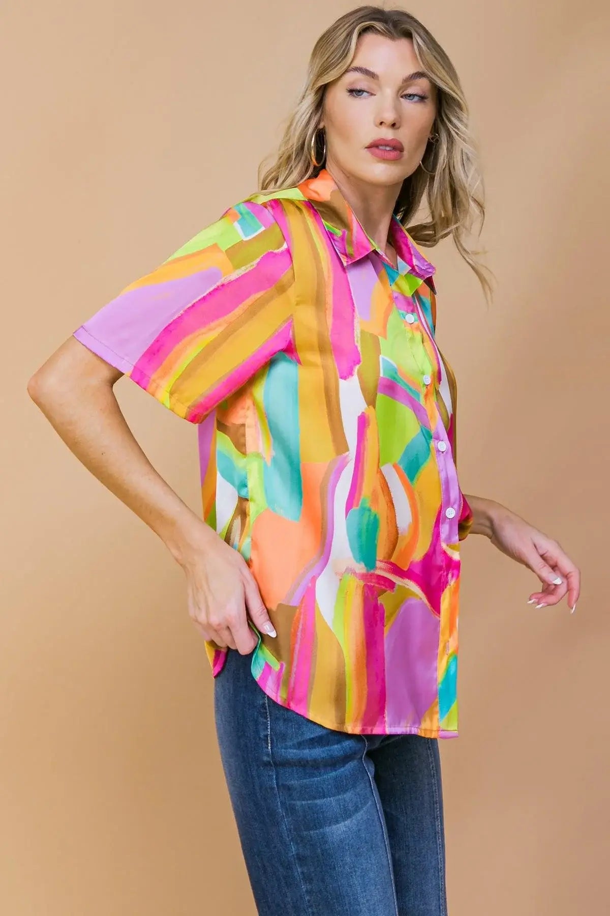 ELEVATED OPTION WOVEN TOP - Flying Tomato - Flyclothing LLC