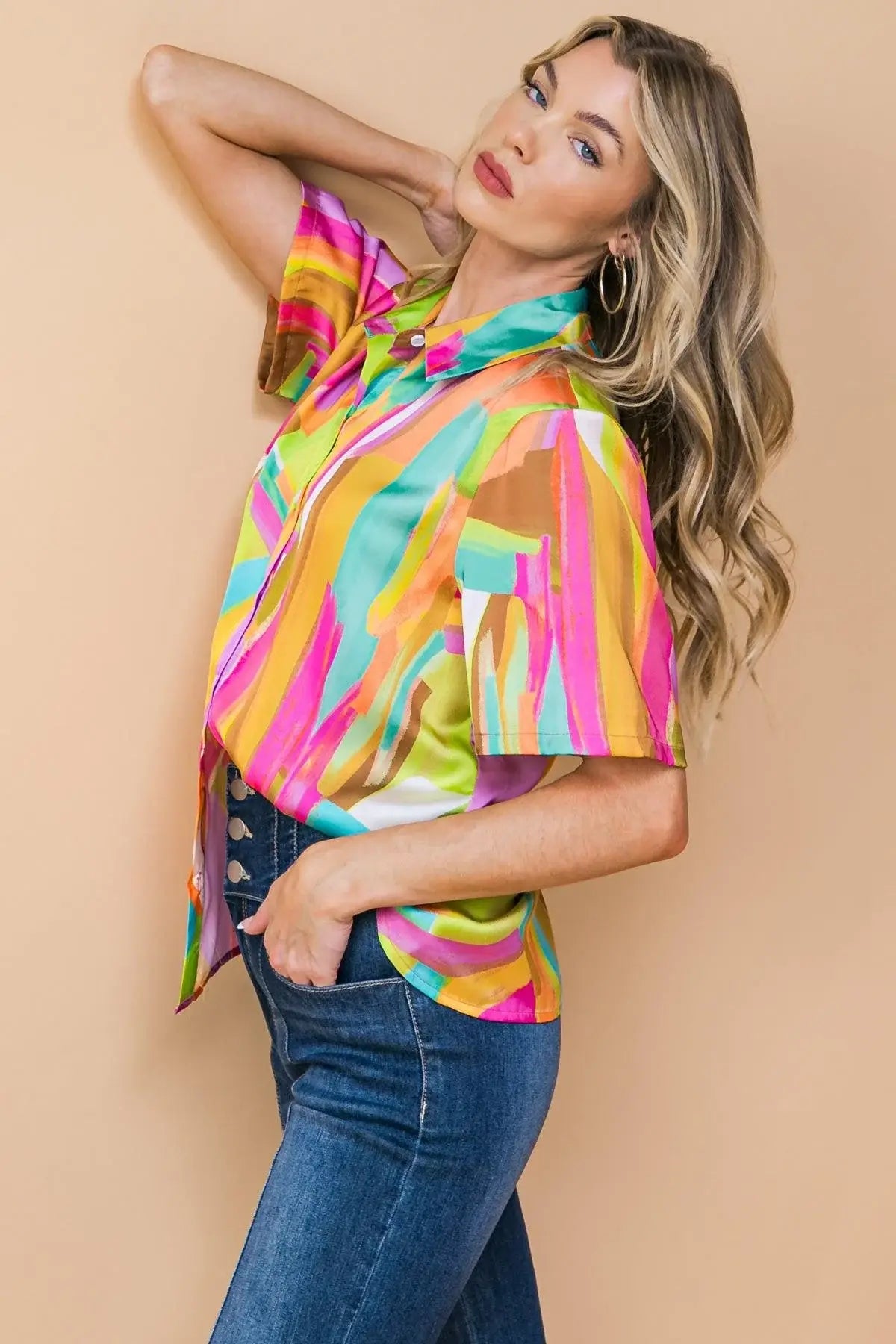 ELEVATED OPTION WOVEN TOP - Flying Tomato - Flyclothing LLC