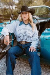 Saddle Oiled Raw Hem V-Neck Graphic - Wild Junkie - Flyclothing LLC