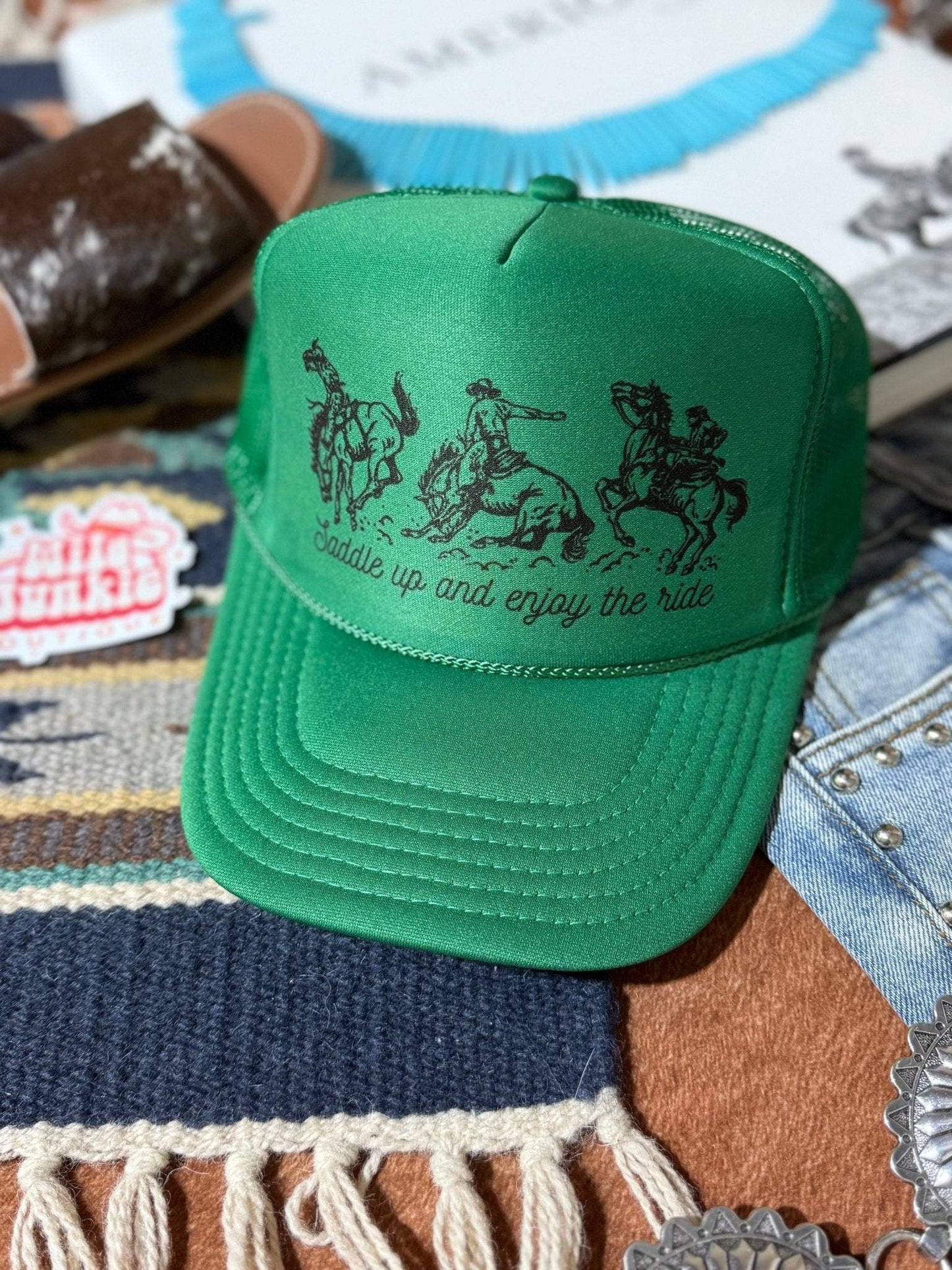 Saddle Up And Enjoy The Ride Trucker Hat - Wild Junkie - Flyclothing LLC