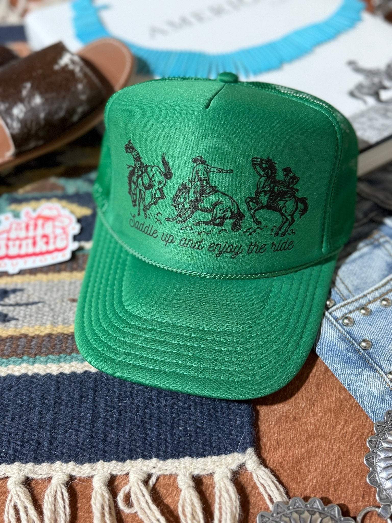 Saddle Up And Enjoy The Ride Trucker Hat - Wild Junkie - Flyclothing LLC