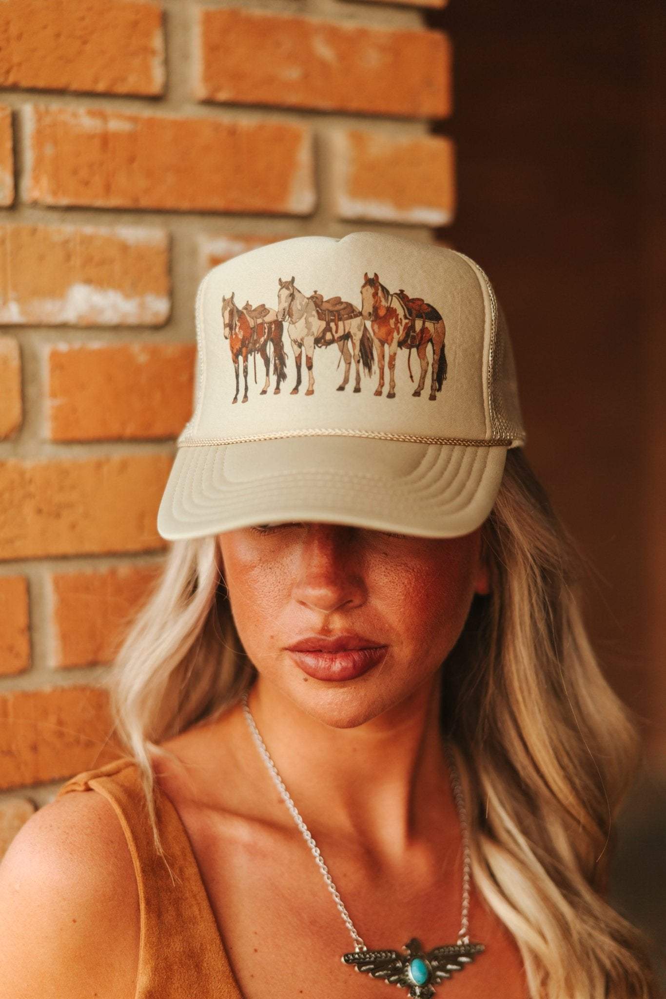 Saddled Horses Trucker Hat - Wild Junkie - Flyclothing LLC