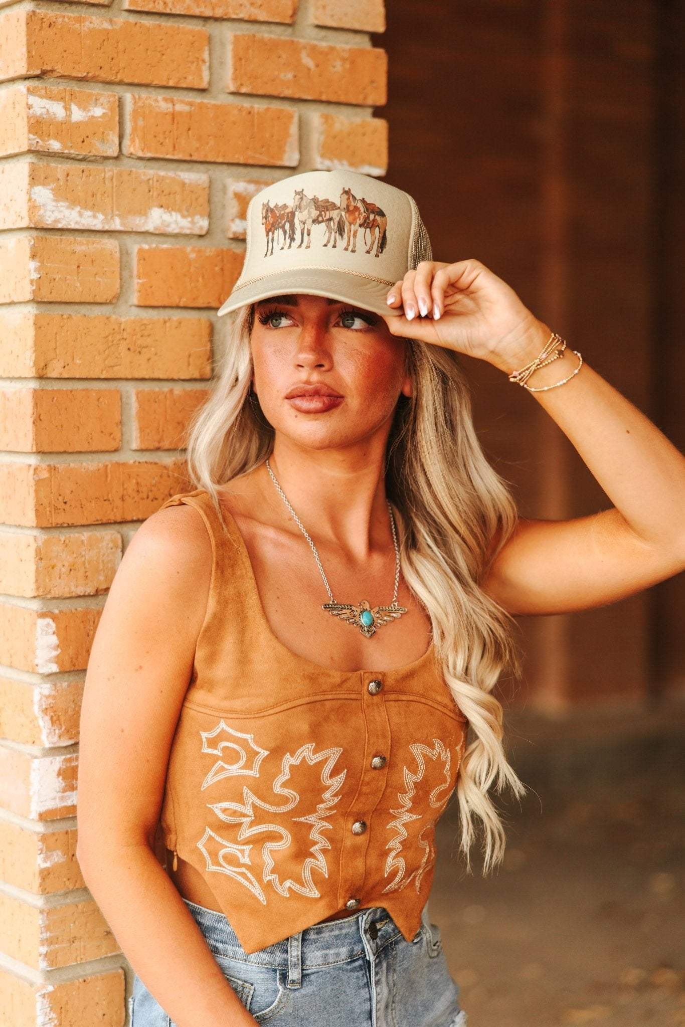 Saddled Horses Trucker Hat - Wild Junkie - Flyclothing LLC