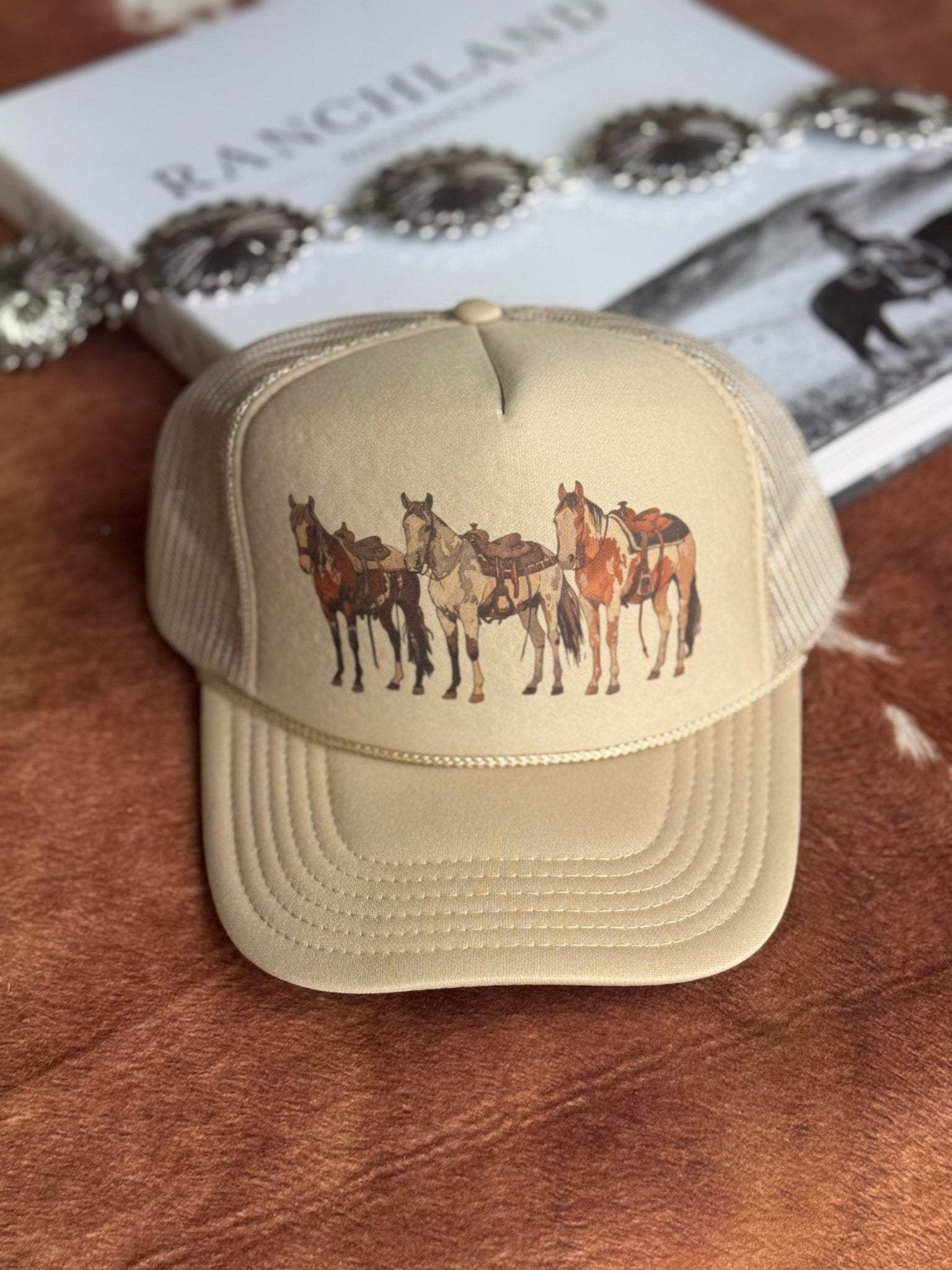 Saddled Horses Trucker Hat - Wild Junkie - Flyclothing LLC