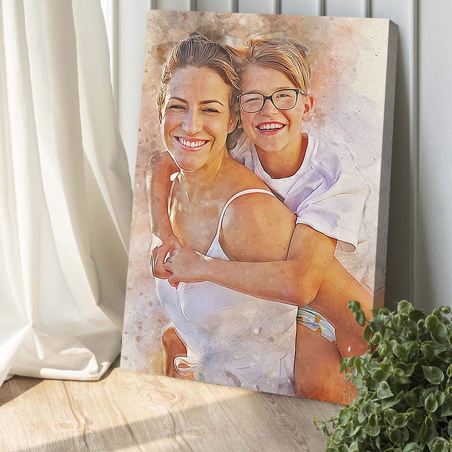 Gift For Mom Watercolor Portrait Custom Wall Art - Tailored Canvases - Flyclothing LLC
