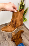 Sandra Fringe Booties in Tan - Naughty Monkey