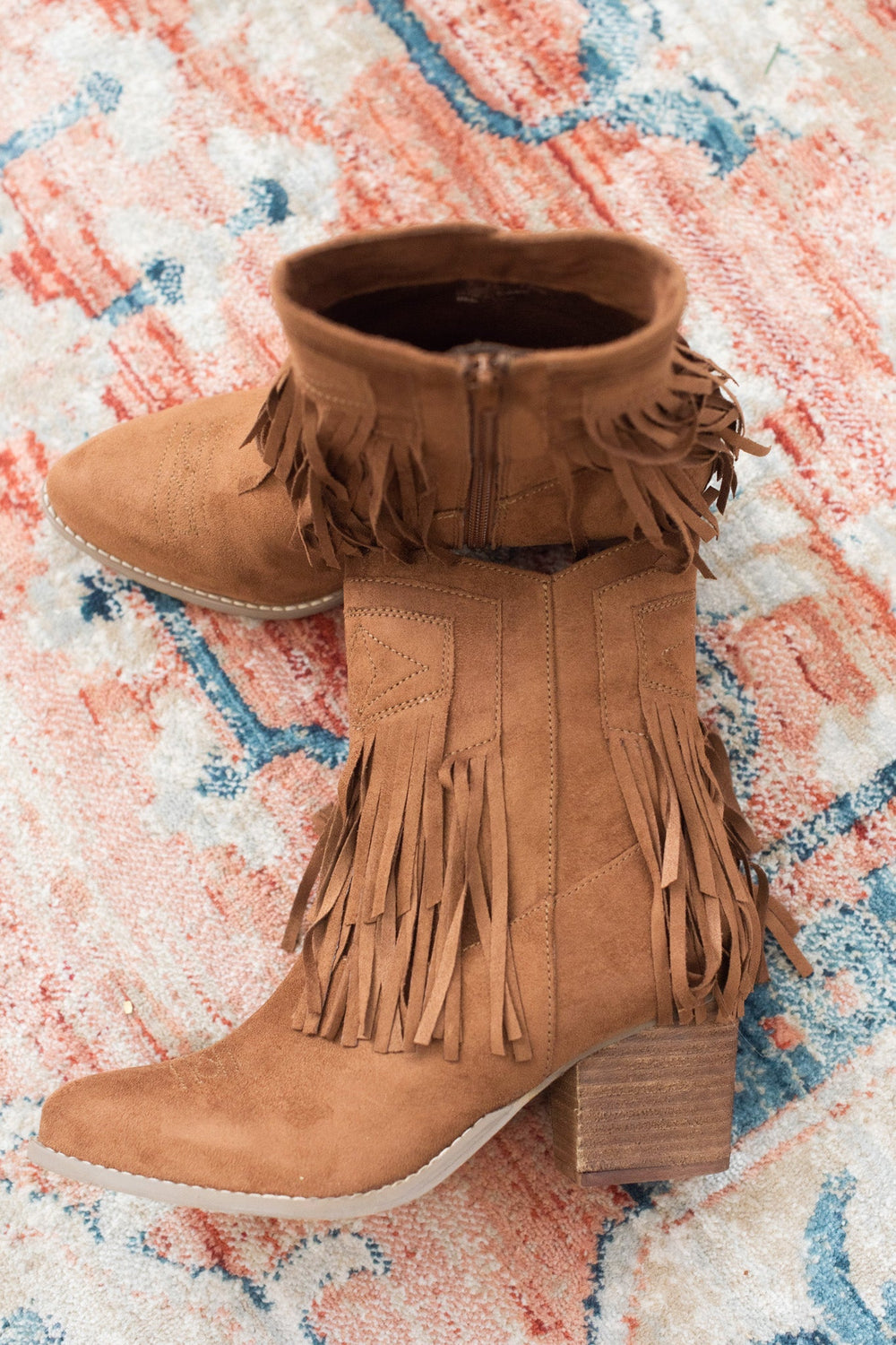 Sandra Fringe Booties in Tan - Naughty Monkey